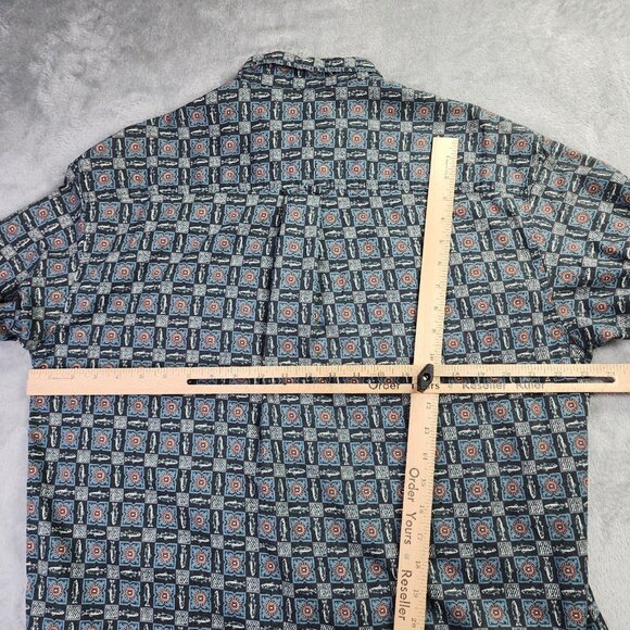 Woolrich Shirt Mens L Blue Fish All Over Print Cotton Long Sleeve Fishing Gorp - Picture 8 of 10